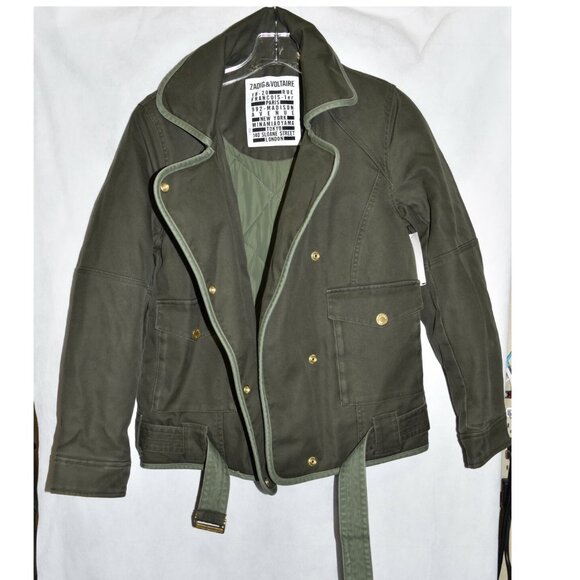 $550 ZADIG AND VOLTAIRE KAWA MOTO BOMBER Jacket Military Coat Warm Winter S - Picture 7 of 11